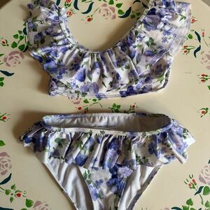 Janie and Jack White with Lavender Floral Print Swim 2-piece bikini